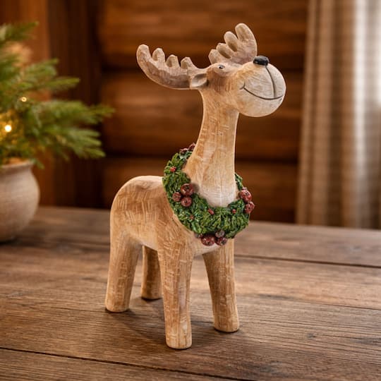 Melrose 11.5" Whimsical Moose with Wreath